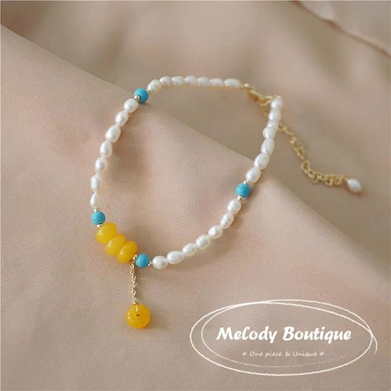 Freshwater Pearl Amber Bracelets