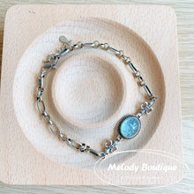 Load image into Gallery viewer, Aquamarine Antique Silver Bracelets #2
