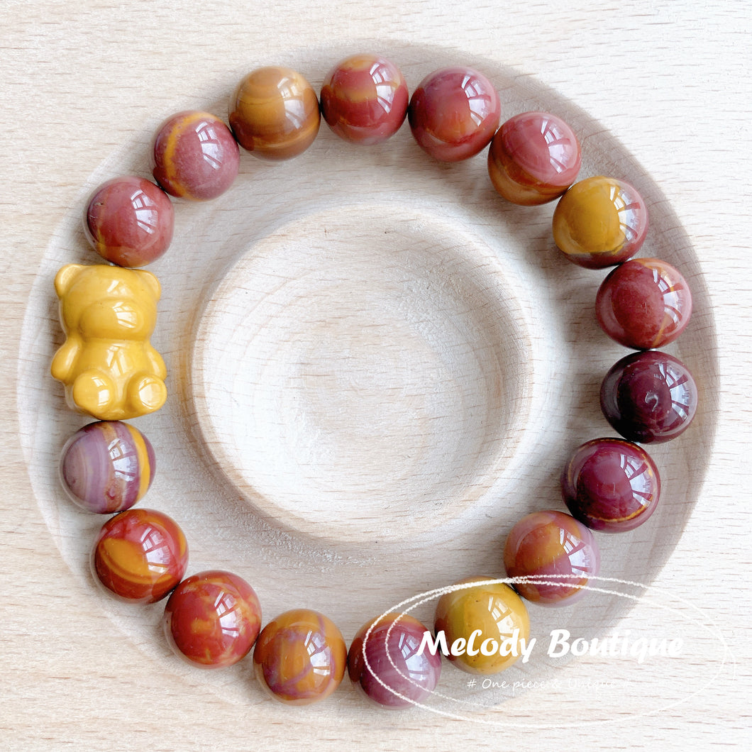 Alashan Agate Bracelets Bear -- Red