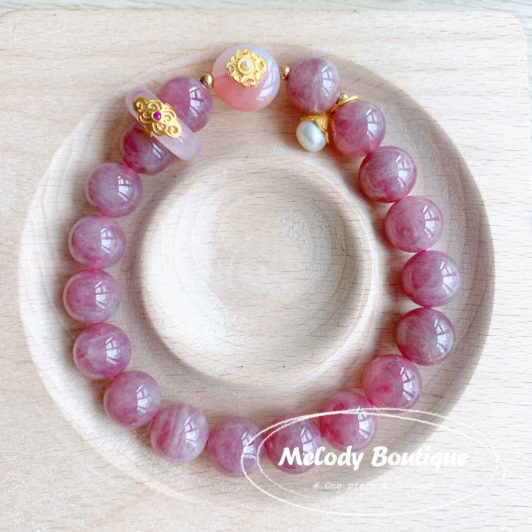 Natural Madagascar Rose Crystal Bracelet #3