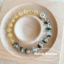 Load image into Gallery viewer, Gold Rutilated Quartz &amp; Green Phantom Quartz Bracelet
